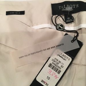 NWT Talbots Tan Classic Side zip pants, size 10